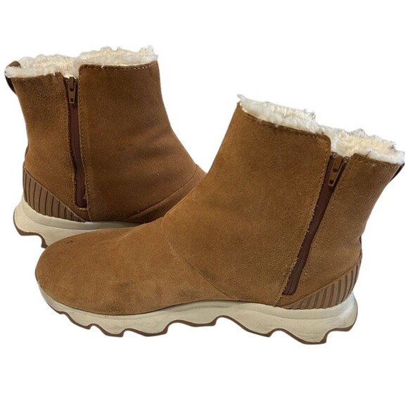 Sorel Kinetic Camel Brown Suede Waterproof Ankle Sherpa Boots Women’s size 8 - Picture 4 of 11